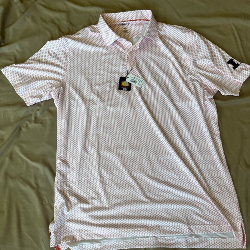 Men's,  Johnnie-O, Pink Patterned U of I Polo/Golf  Shirt